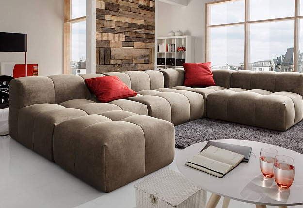 П-образный бескаркасный диван Квадро в гостиной